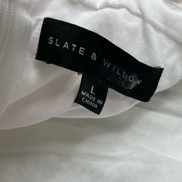 SLATE & WILLOW Ruffle Dress Women Large White Eyelet Midi Tiered 100% Cotton - Picture 14 of 15